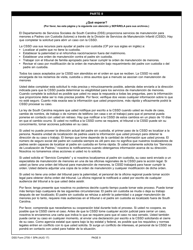 DSS Formulario 2700-1 SPA Solicitud Para El Padre/La Madre En Custodia De Servicios Para La Manutencion Para Menores - South Carolina (Spanish), Page 9