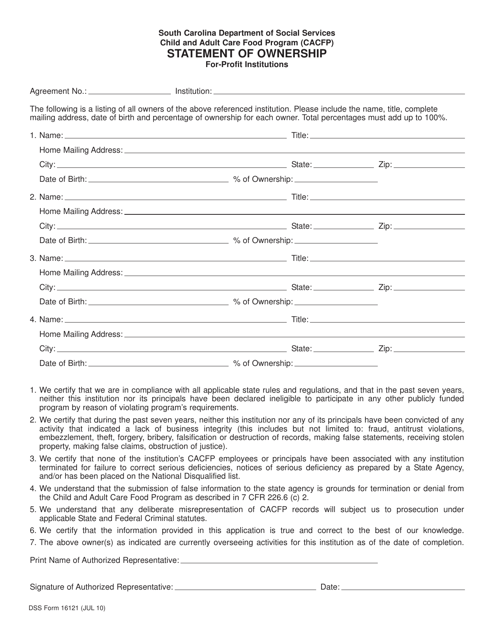 DSS Form 16121  Printable Pdf