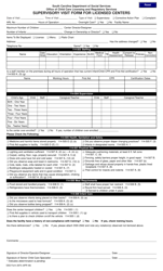 Document preview: DSS Form 2970 Supervisory Visit Form for Licensed Centers - South Carolina