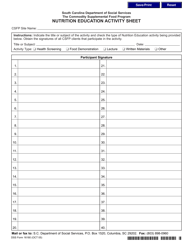 Document preview: DSS Form 16180 The Csfp Nutrition Education Activity Sheet - South Carolina