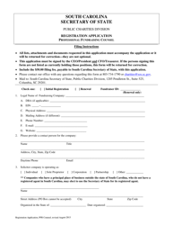 Registration Application for a Professional Fundraising Counsel - South Carolina