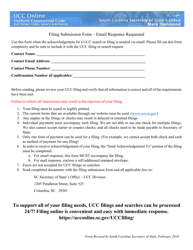 Filing Submission Form - Email Response Requested - South Carolina