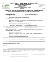 Document preview: Commercial Feed and Fertilizer Distribution License Application Form - South Dakota