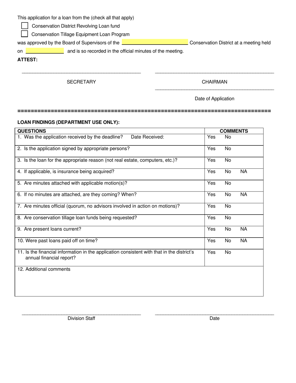 SD Form 0551 Application for Revolving Loan and Conservation Tillage Loan - South Dakota, Page 3