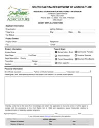SD Form 0549 Grant Application Form - South Dakota