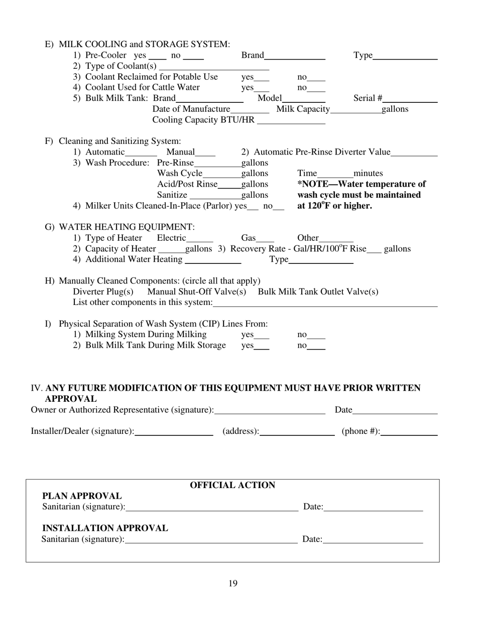 Application to Install or Modify a Milking Station - South Dakota, Page 2