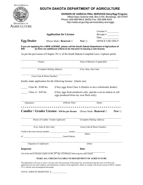 Application for License - South Dakota Download Pdf