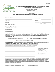 Soil Amendment Registration Application - South Dakota