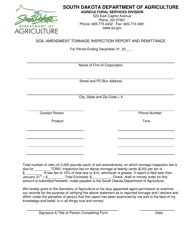Soil Amendment Tonnage Inspection Report and Remittance - South Dakota