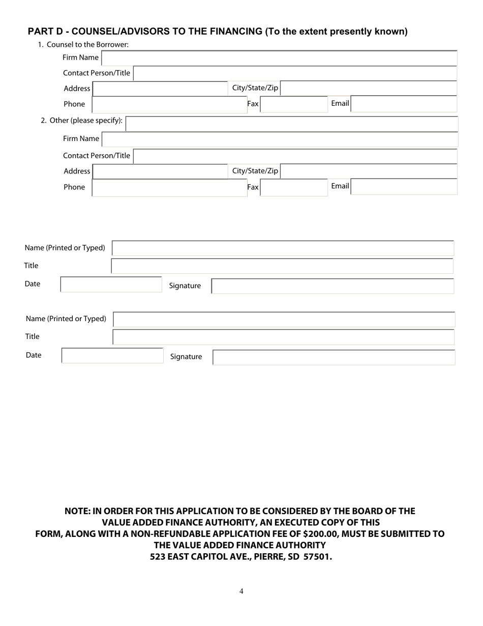 Agri-Business Bonding Program Application - South Dakota, Page 4