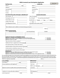 Sdda Livestock Loan Participation Application - South Dakota