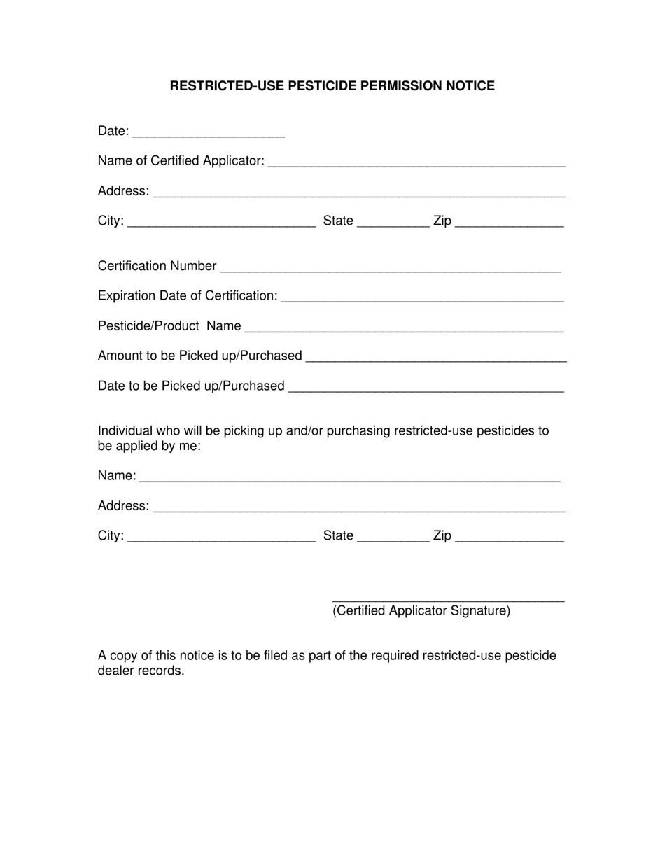 South Dakota RestrictedUse Pesticide Permission Notice Fill Out