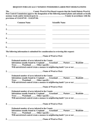 Document preview: Request for Locally Noxious Weeds/Declared Pest Designations - South Dakota