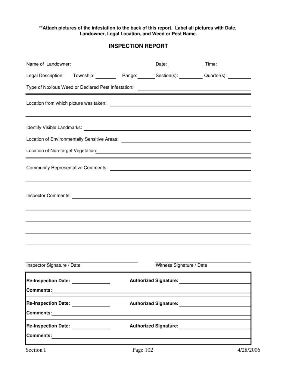 Inspection Report Form - South Dakota, Page 1