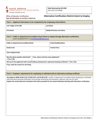 Form AC1 Alternative Certification District Intent to Employ - South Dakota