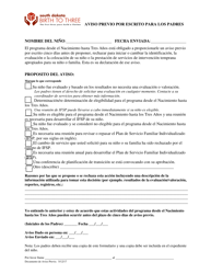 Document preview: Aviso Previo Por Escrito Para Los Padres - South Dakota (Spanish)