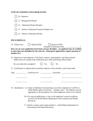 SD Form 0412 Application for Asbestos Certification - South Dakota, Page 2