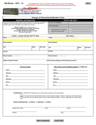 SD Form 2471 &quot;Change of Ownership Notification Form&quot; - South Dakota
