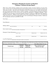 Document preview: Emergency Planning for Farmers & Ranchers Voluntary Chemical Storage Report Form - South Dakota