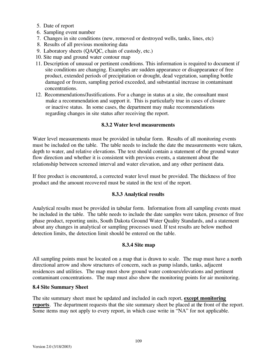 Petroleum Assessment and Cleanup Handbook Chapter 8 - South Dakota, Page 4