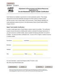 SD Form 2111LD &quot;Application for on-Site Wastewater System Installer Certification&quot; - South Dakota