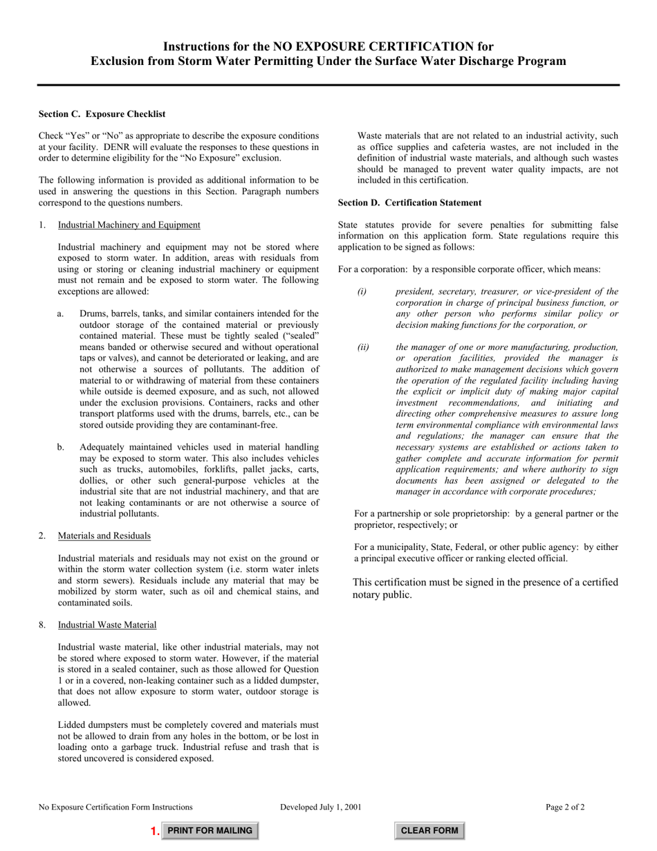 SD Form 1745 No Exposure Certification for Exclusion From Storm Water Permitting Under the Surface Water Discharge Program - South Dakota, Page 6