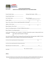 Document preview: Ground Water Discharge Plan Transfer Form - South Dakota