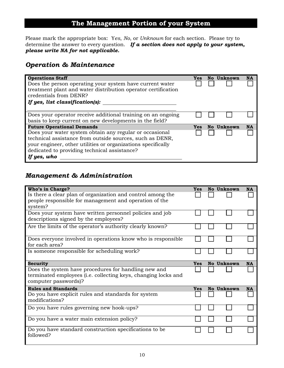 SD Form 0427LD Capacity Assessment Worksheets for Public Water Systems - South Dakota, Page 10
