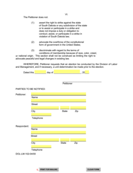 SD Form 1650 (DOL-LM-102) Petition for Election - South Dakota, Page 2