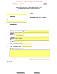 Document preview: SD Form 1654 Request for Fact Finding - South Dakota
