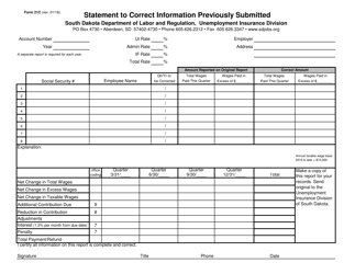 Form 21C Statement to Correct Information Previously Submitted - South Dakota
