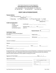 Document preview: Credit Card Authorization-Bpc - South Dakota