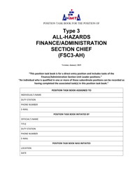 Position Task Book for the Position of Type 3 All-hazards Finance/Administration Section Chief (Fsc3-ah) - South Dakota
