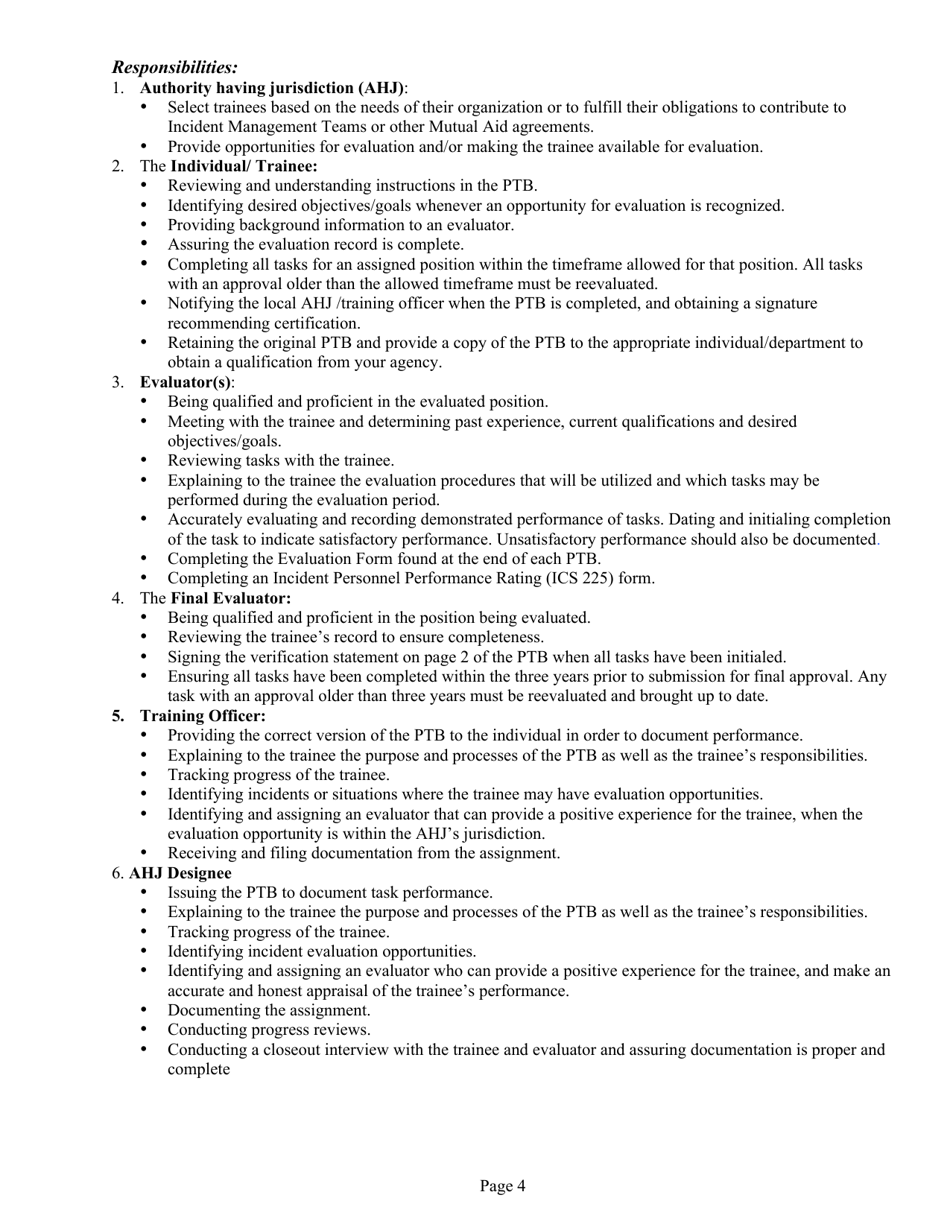 Position Task Book for the Position of Type 3 All-hazards Finance / Administration Section Chief (Fsc3-ah) - South Dakota, Page 4