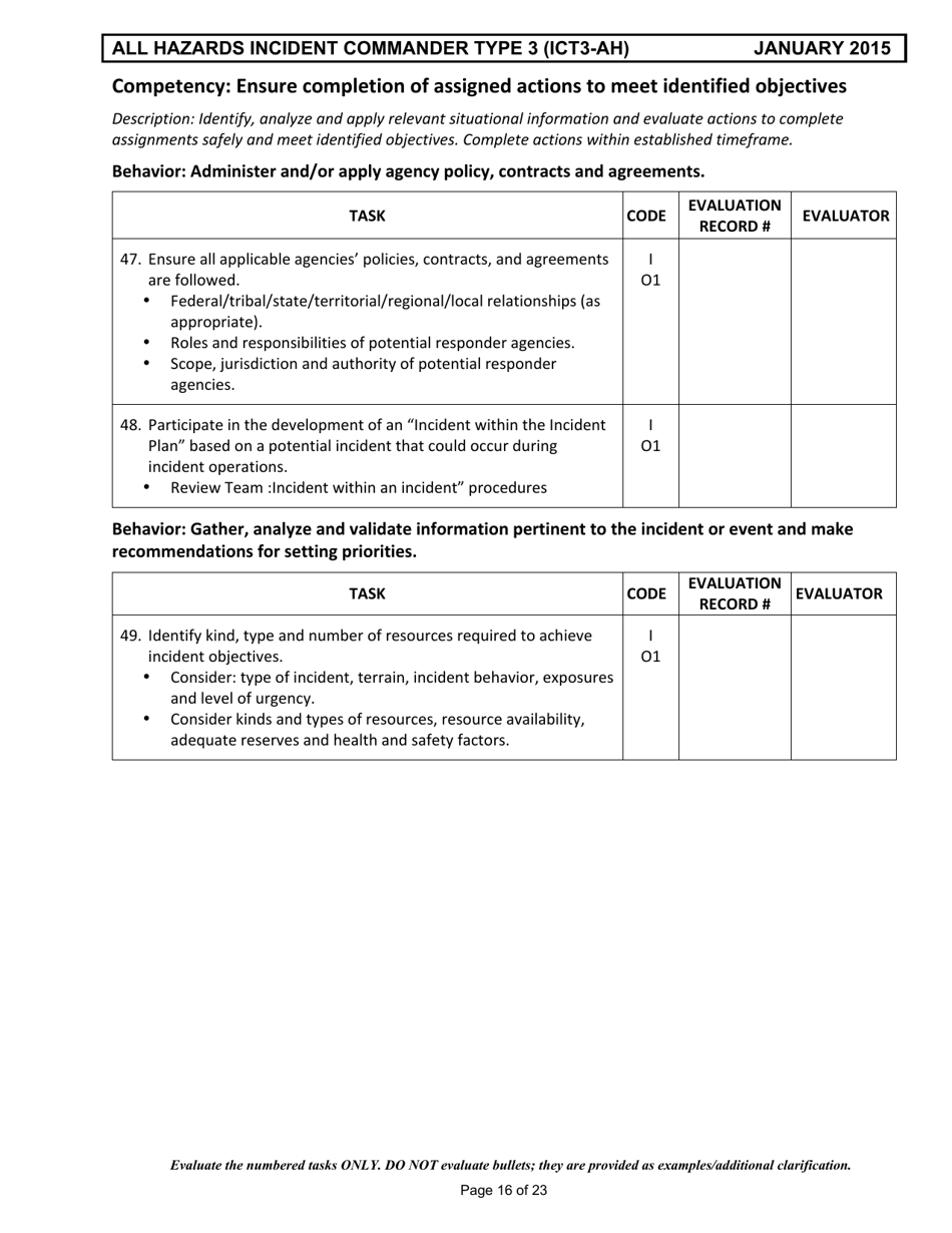Position Task Book for the Position of Type 3 All-hazards Incident Commander (Ict3-ah) - Colorado, Page 16