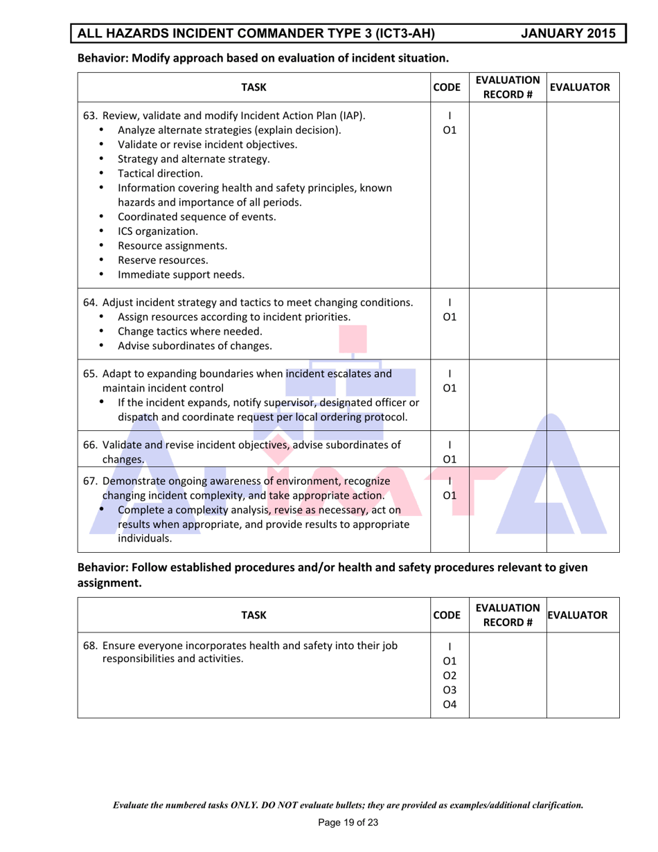Position Task Book for the Position of Type 3 All-hazards Incident Commander (Ict3-ah) - Colorado, Page 19