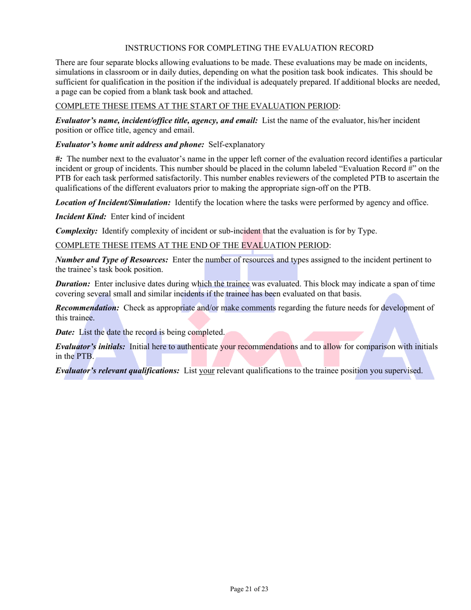 Position Task Book for the Position of Type 3 All-hazards Incident Commander (Ict3-ah) - Colorado, Page 21