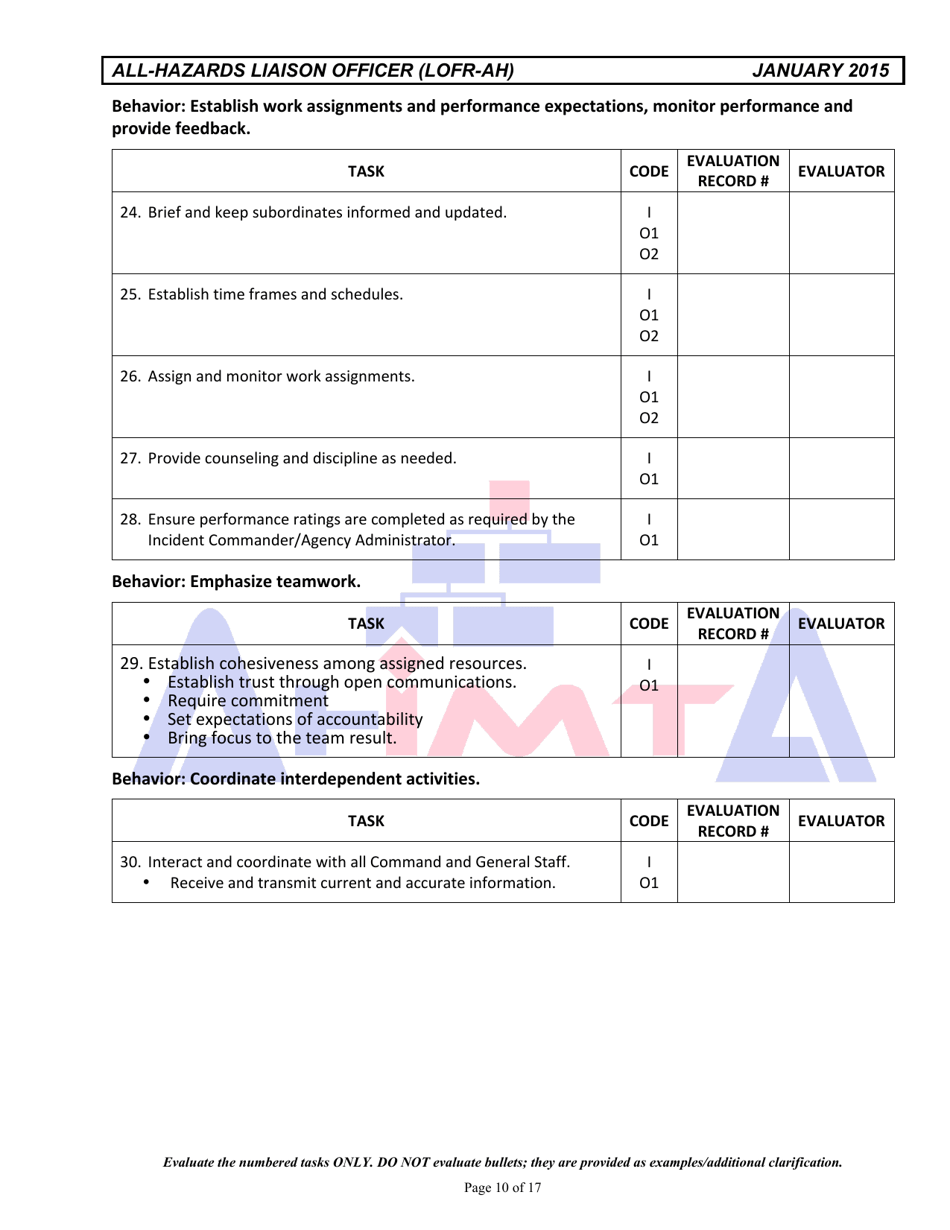 Position Task Book for the Position of All-hazards Liaison Officer (Lofr-Ah) - Colorado, Page 10