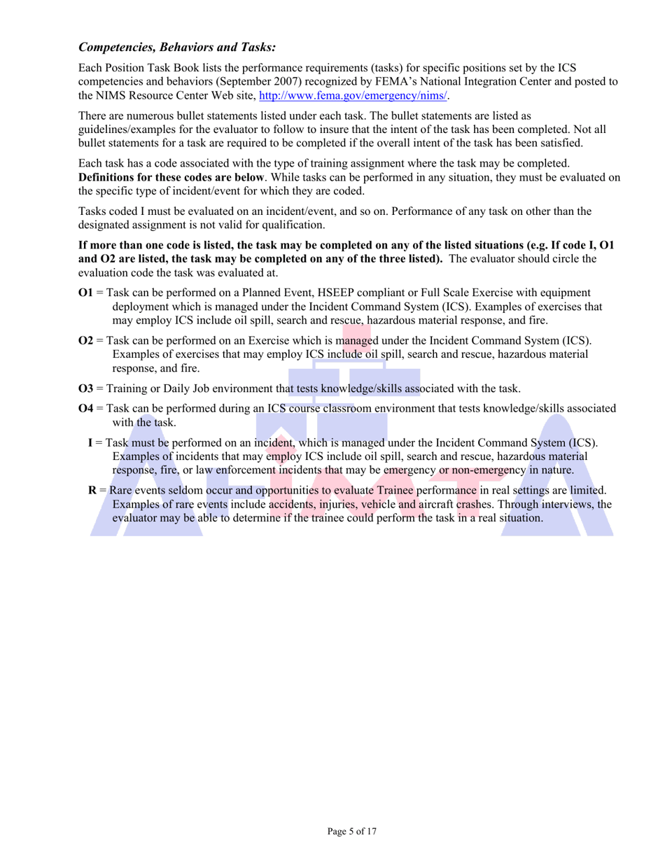 Position Task Book for the Position of All-hazards Liaison Officer (Lofr-Ah) - Colorado, Page 5