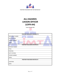 &quot;Position Task Book for the Position of All-hazards Liaison Officer (Lofr-Ah)&quot; - Colorado