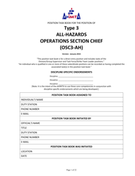 Position Task Book for the Position of Type 3 All-hazards Operations Section Chief (Osc3-ah) - Colorado