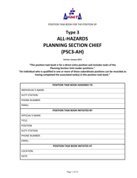 Position Task Book for the Position of Type 3 All-hazards Planning Section Chief (Psc3-ah) - Colorado