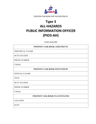 Position Task Book for the Position of Type 3 All-hazards Public Information Officer (Pio3-ah) - Colorado