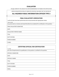 Position Task Book for the Position of Type 3 All-hazards Public Information Officer (Pio3-ah) - Colorado, Page 2