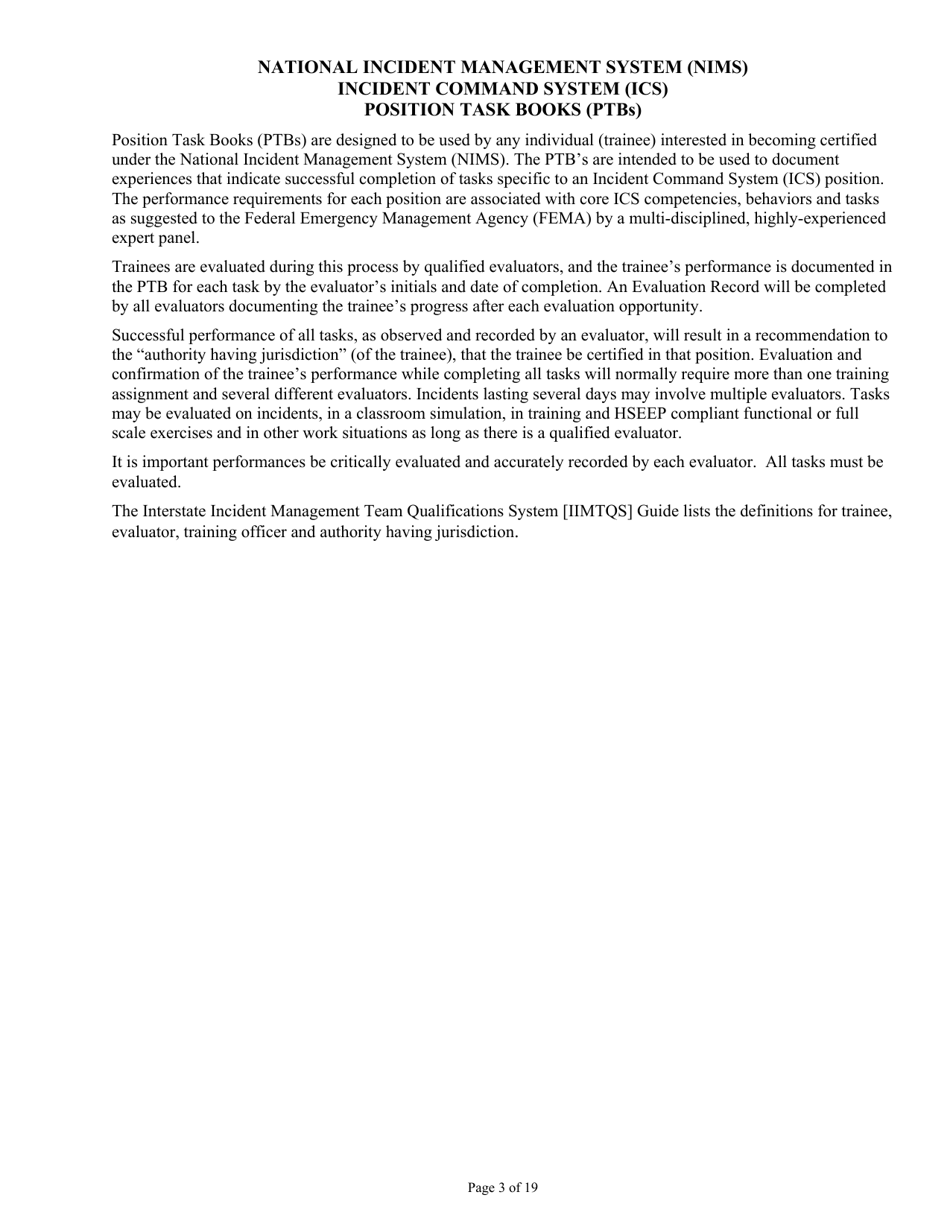 Position Task Book for the Position of Type 3 All-hazards Public Information Officer (Pio3-ah) - Colorado, Page 3