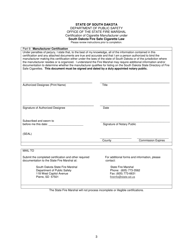 Certification of Cigarette Manufacturer Under South Dakota Fire Safe Cigarette Law - South Dakota, Page 3