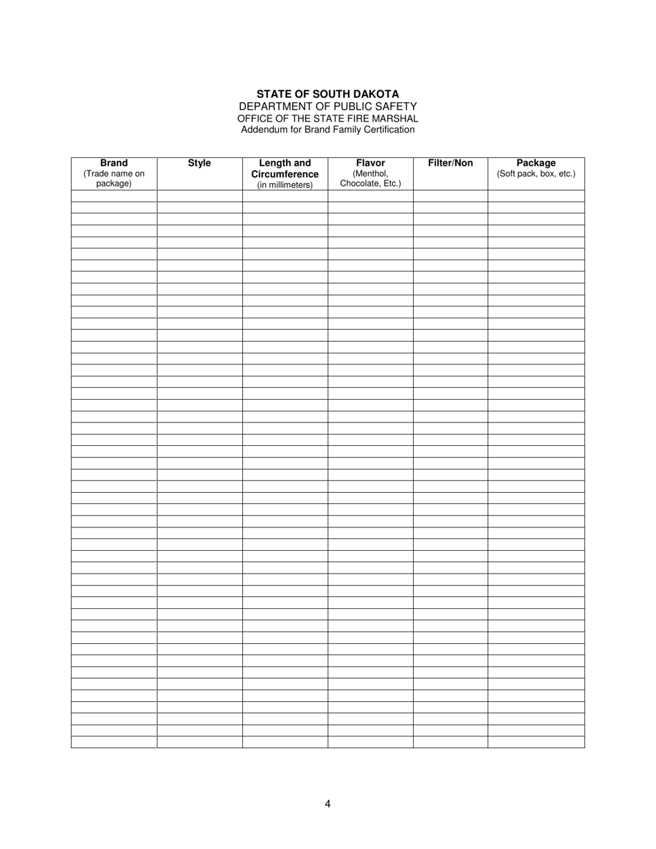 Certification of Cigarette Manufacturer Under South Dakota Fire Safe Cigarette Law - South Dakota, Page 4