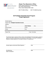 Document preview: SD Firefighter Essentials Grant Program Project Agreement Form - South Dakota