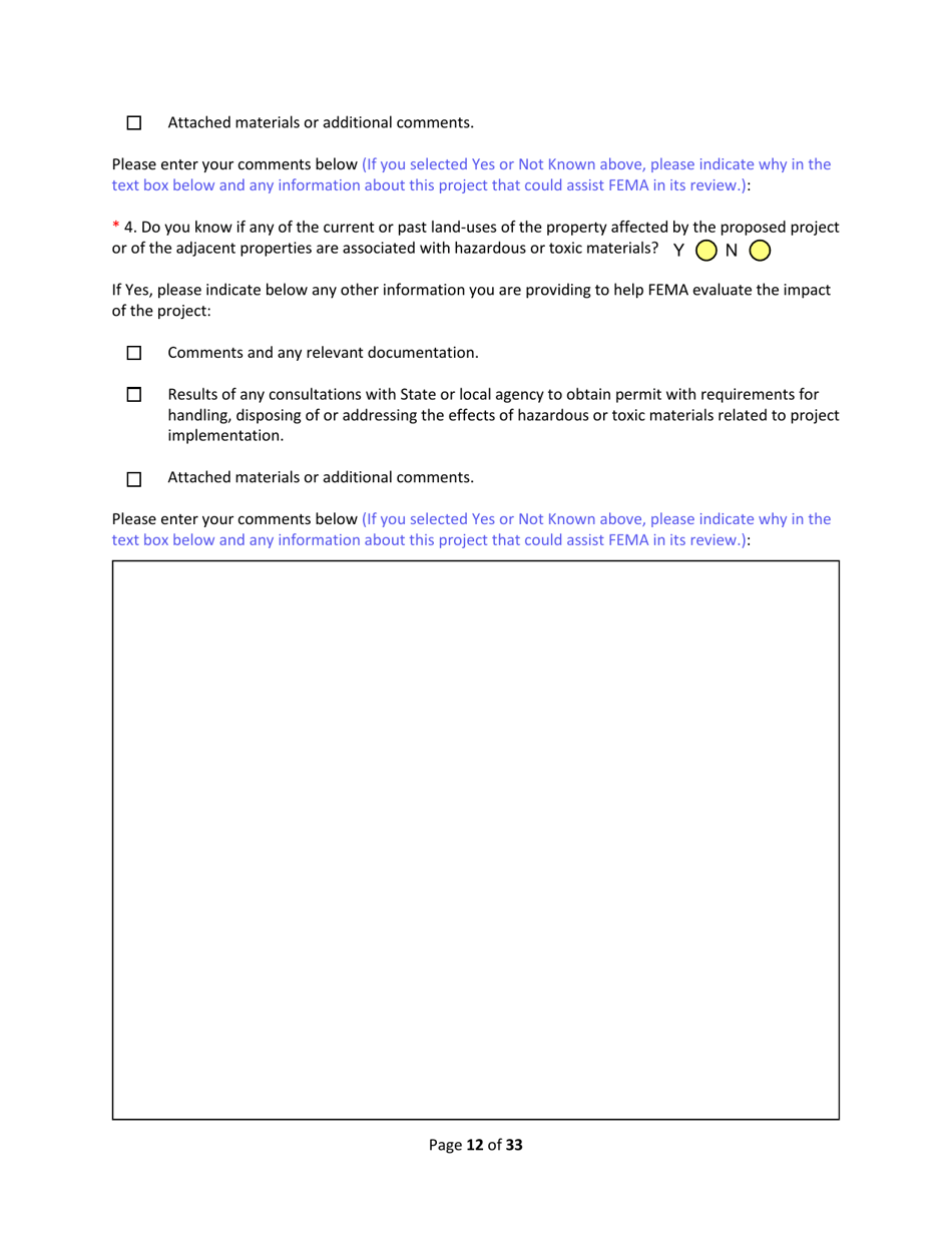 SD Form 2350 South Dakota Hazard Mitigation Application Part II - Environmental / Historic Preservation Questionnaire - South Dakota, Page 12