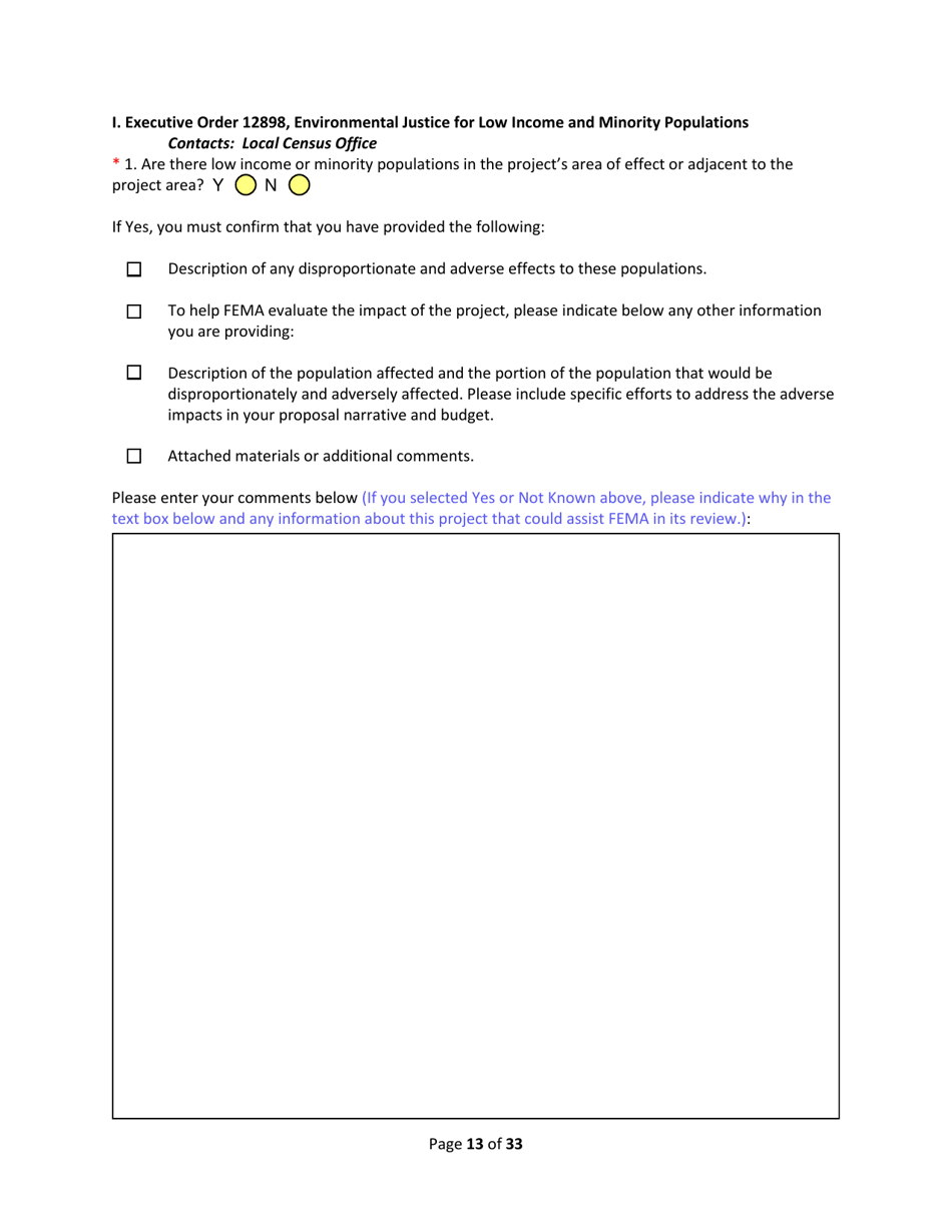 SD Form 2350 South Dakota Hazard Mitigation Application Part II - Environmental / Historic Preservation Questionnaire - South Dakota, Page 13